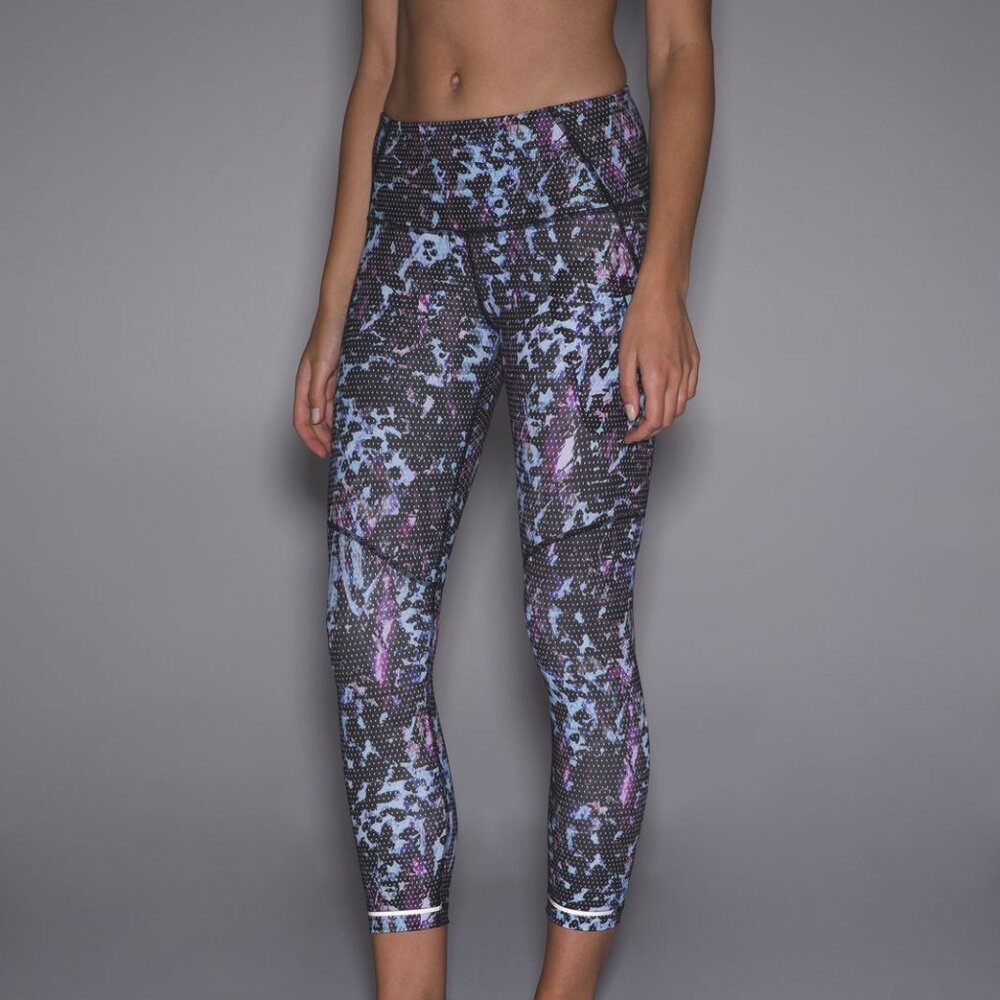 NEW Lululemon All Sport Crop Leggings Floral Sport Tranquil Blue Multi size 4